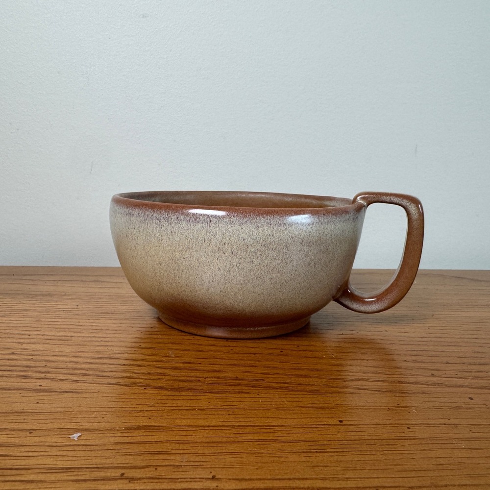Frankoma 45C Ceramic Soup Cup‎ Mug Brown Beige Speckled Handle